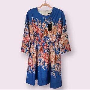 NWT Beulah Style Blue Amelia Floral Dress Size M